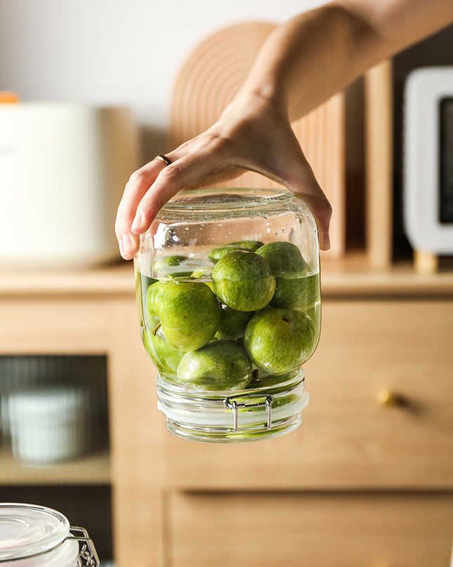 Round Glass Tea Jar Food Storage Box Preservation Container