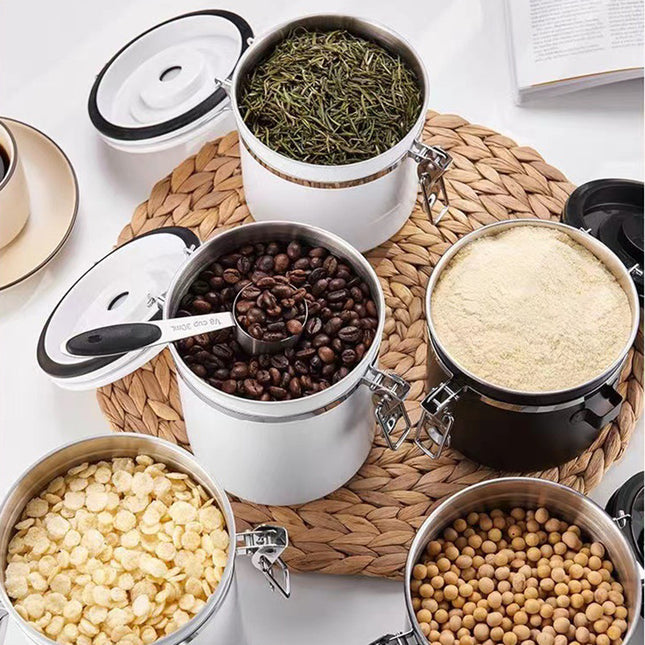 Stainless Steel Coffee Beans Sealed Jar Vacuum Storage Con