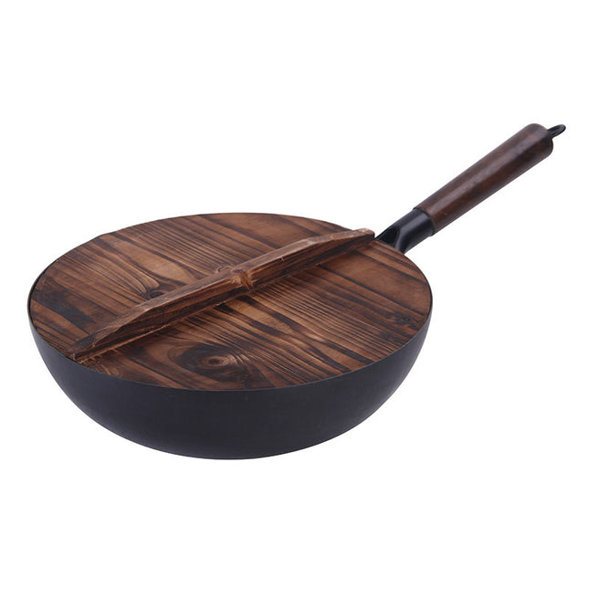 Household Cedar Lid Non-stick Pan Uncoated Wok
