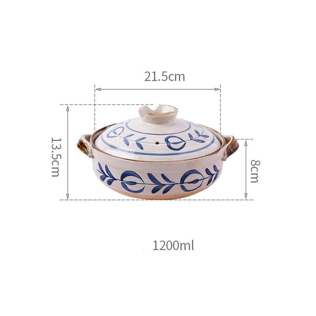 Vintage Hand Painted Japanese Soup Stone Pot