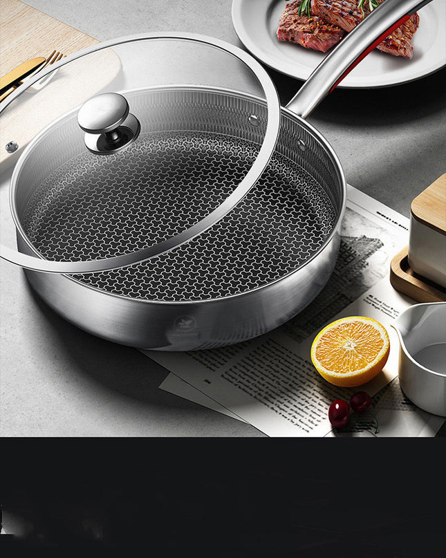 Stainless Steel Honeycomb Pan Cooking Skillet Steak Pan Saucepan