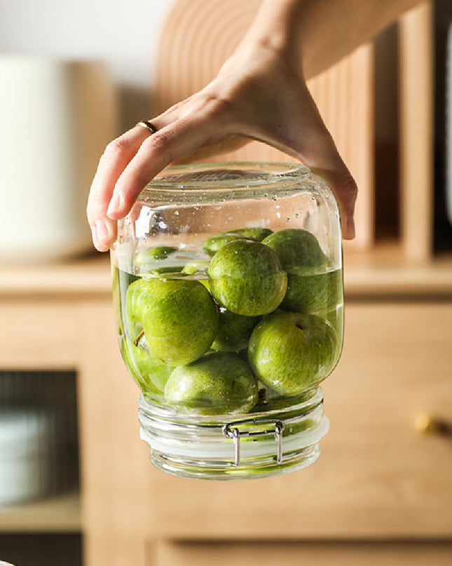 Round Glass Tea Jar Food Storage Box Preservation Container