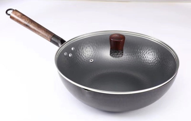 Household Cedar Lid Non-stick Pan Uncoated Wok