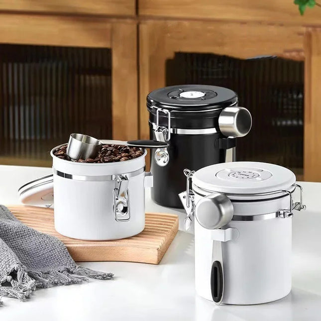 Stainless Steel Coffee Beans Sealed Jar Vacuum Storage Con